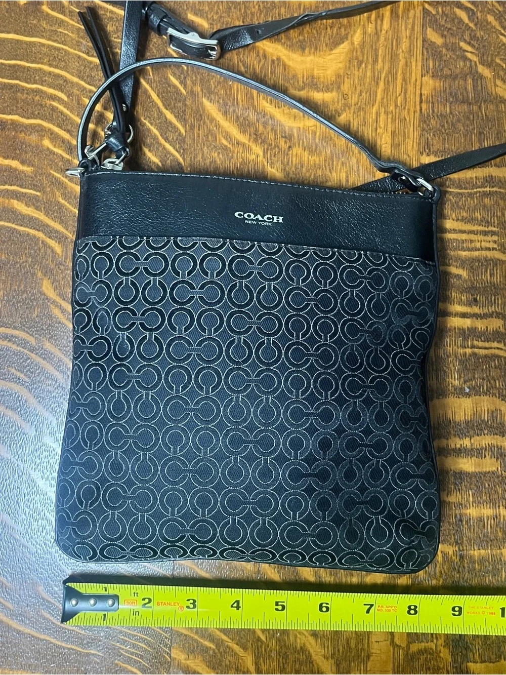 Coach Optic C Black & Silver Signature Messenger Crossbody